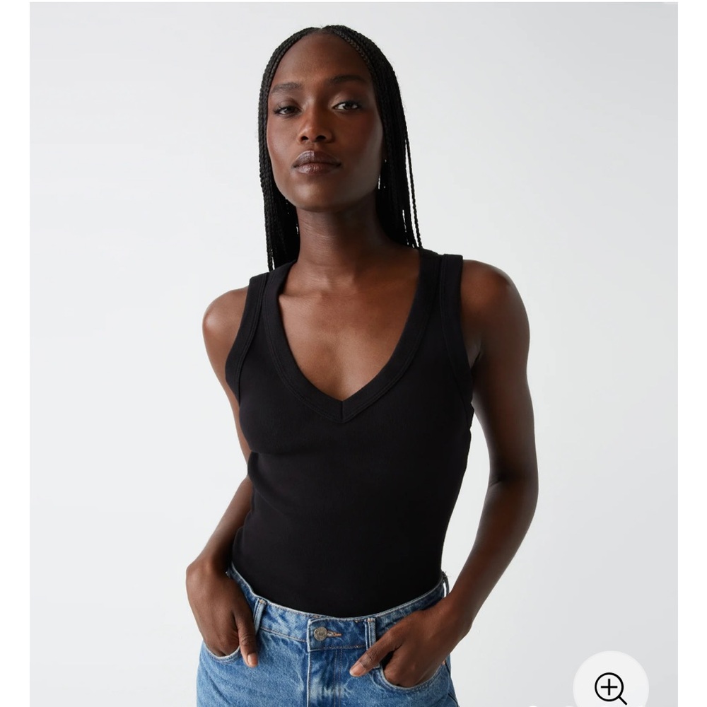 Michael Stars Black V-Neck Tank Top